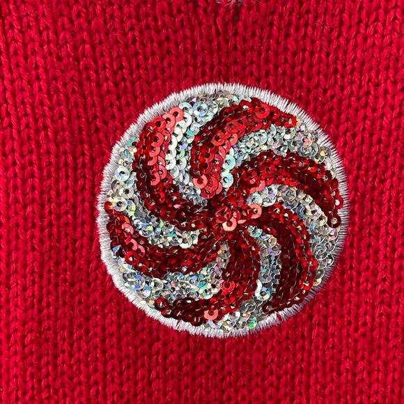 It's Our Time Candy Cane Ugly Christmas Sweater Dress With Tulle Skirt Size M - Picture 2 of 5